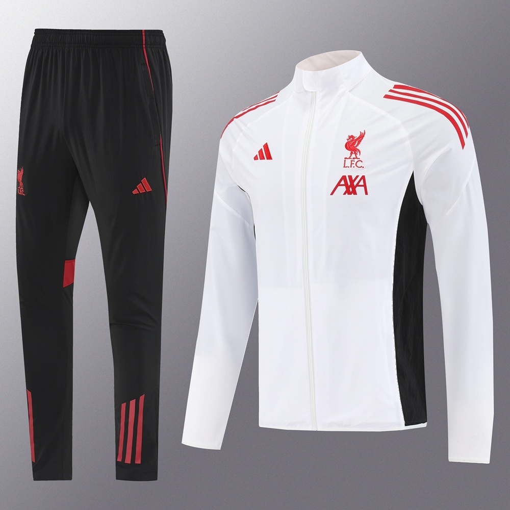 25/26 Liverpool White S-2XL Half Zipper Jacket+Long Pants