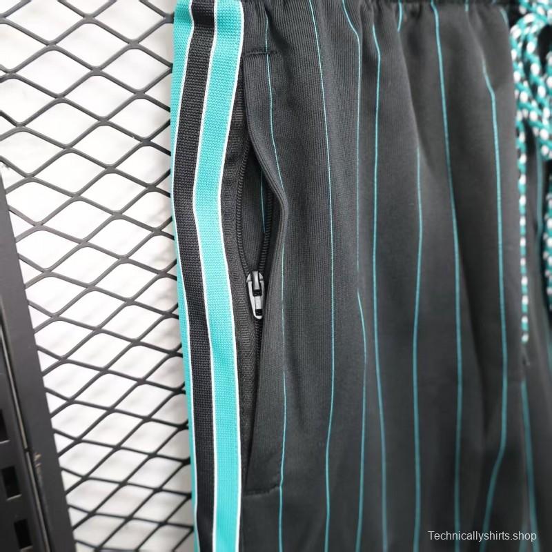 25/26 Liverpool Adidas Original Black with Teal Pinstripes Shorts