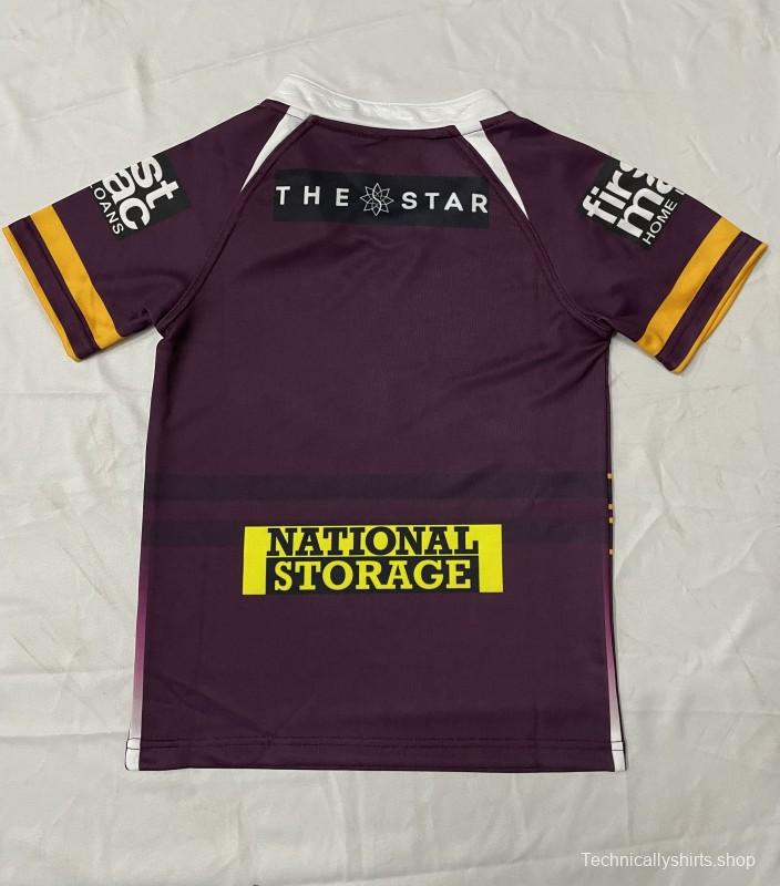 25/26 Kids Brisbane Broncos Maroon with Gold Stripes Jersey