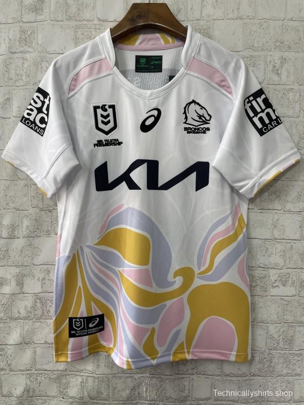 25/26 Brisbane Broncos White with Golden Pink Wave Jersey