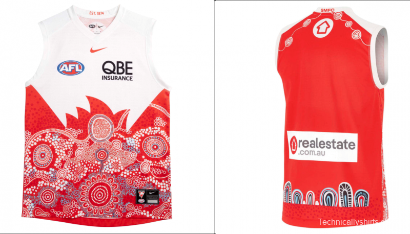 25/26 Sydney Swans White with Red Aboriginal Art Jersey