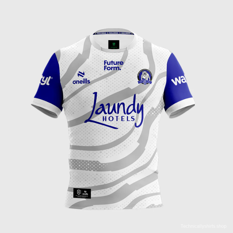 25/26 Canterbury Bankstown Bulldogs Grey with Blue Sleeves and Wave Pattern Jersey