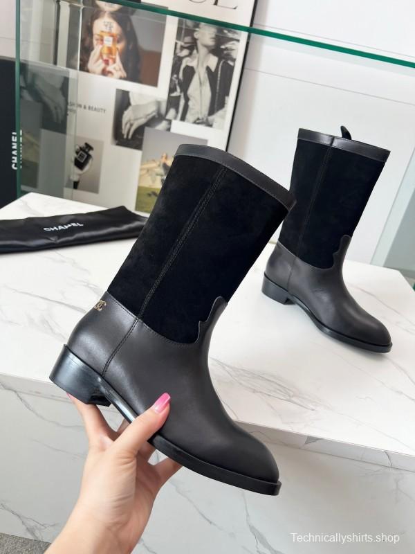 Adidas 2025 SS Suede Color-Block Slip-On Equestrian Boots Retro Western Cowboy Boots - LY00350