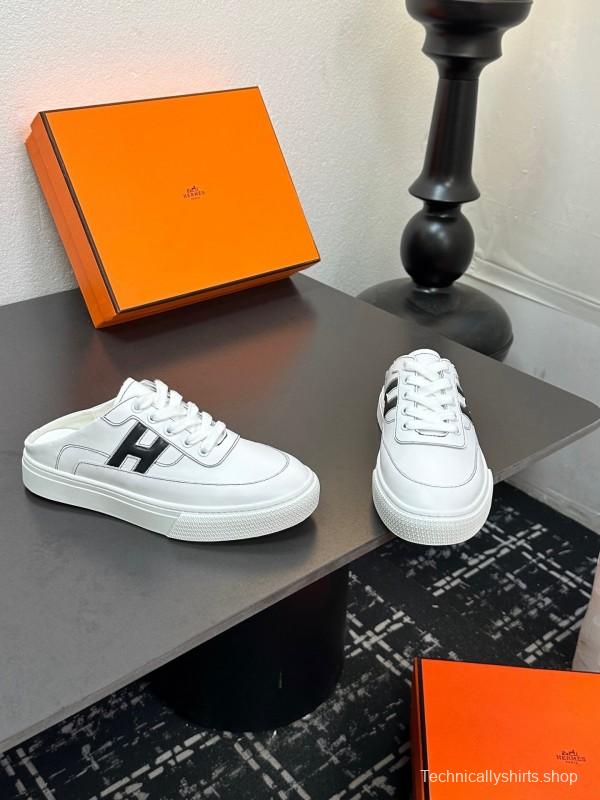 Hermès Deep Series Couple White Sneakers Casual Skate Shoes - AS00320