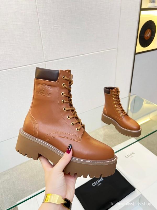 Celine BULKY TRIOMPHE Lace-Up Boots with Calfskin Upper - L Y00340