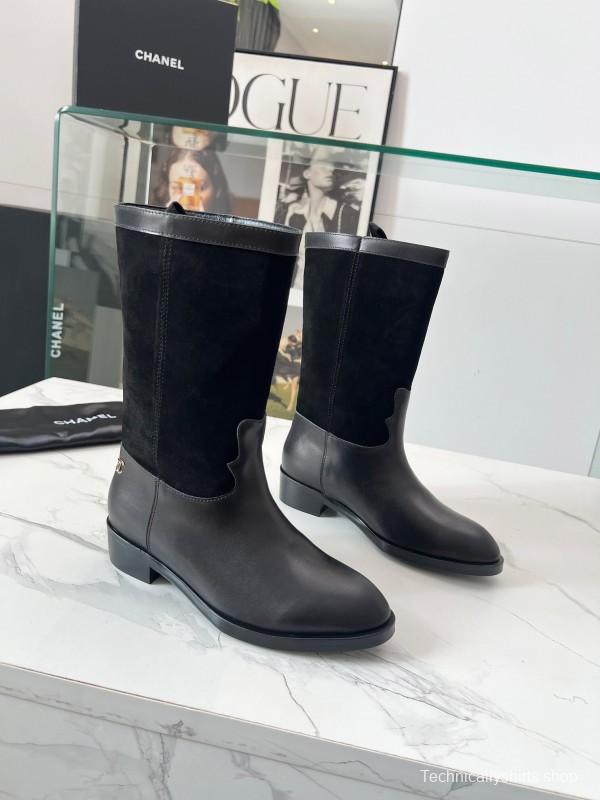 Adidas 2025 SS Suede Color-Block Slip-On Equestrian Boots Retro Western Cowboy Boots - LY00350