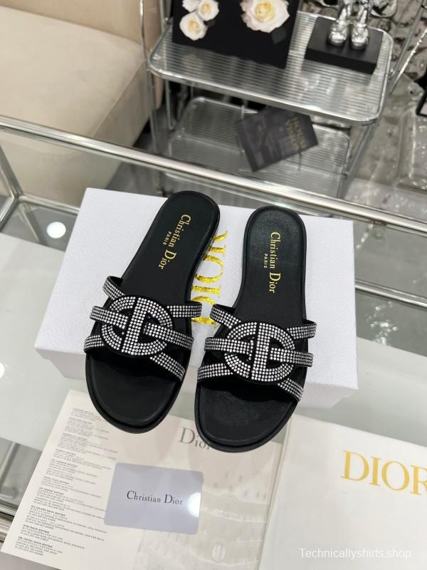 Dior D-Lane Sandals Hollow-out Design with Gold Embellishments - LY00220/LY00260