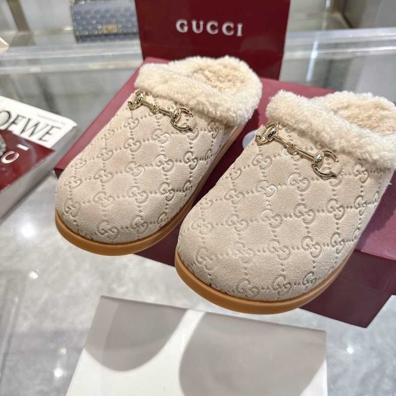 Gucci 2022/SS Women's Suede Leather Horsebit Wool Loafers - LY00260