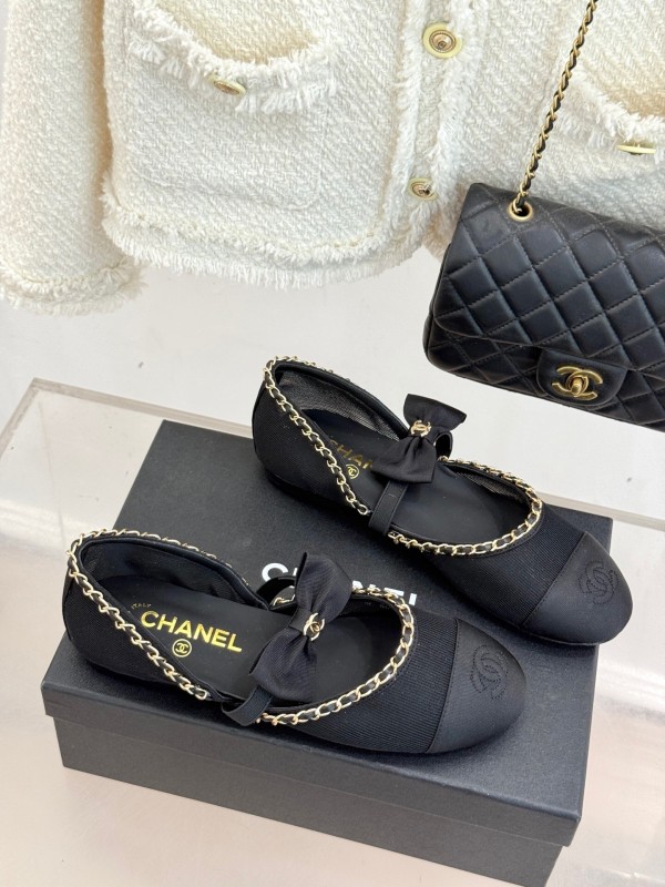Chanel Spring Summer 2025 Hollow Chain Bow Mary Jane Shoes - KFY00290/KFY00300