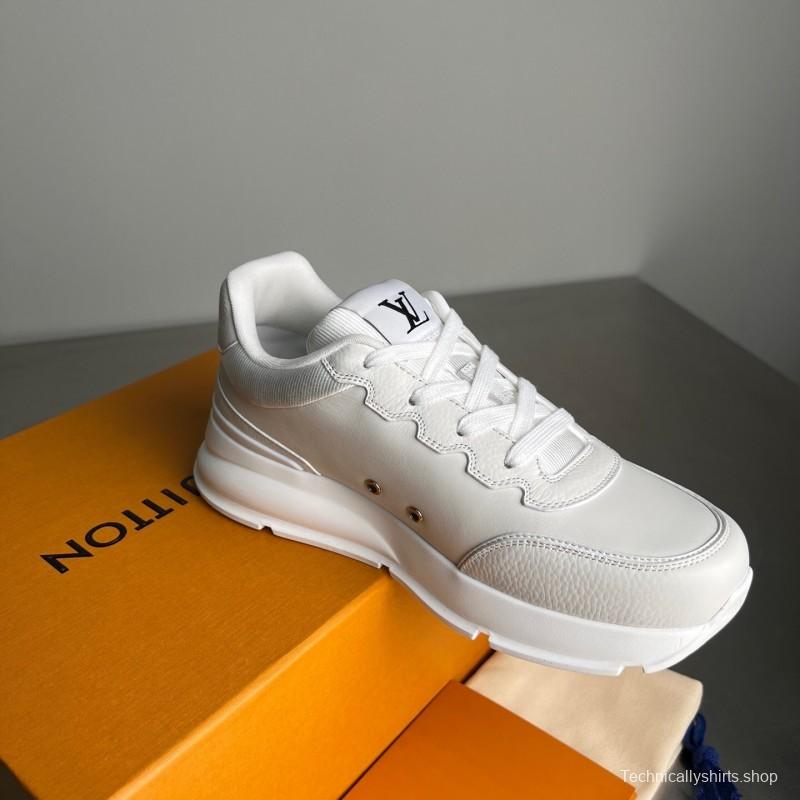 Lv Classic Leather Round Toe Lace-Up Low Top Casual Shoes - YC