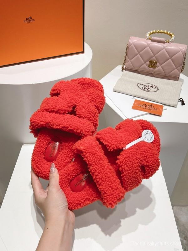 H Love Uncle Full Fur Slippers with Grain Fur - LY00300