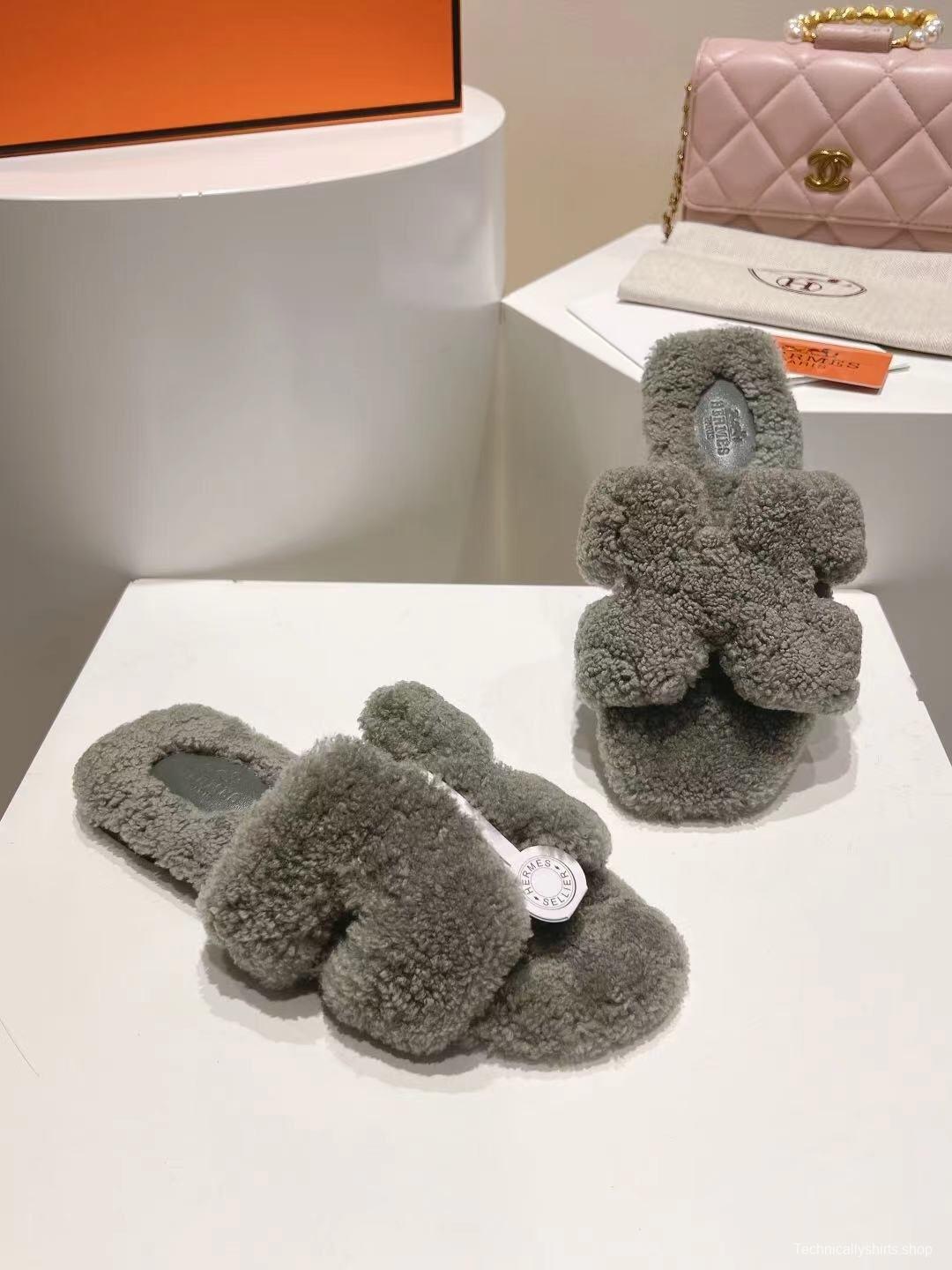 Hermès Teddy Wool Flat Slippers - LY00240