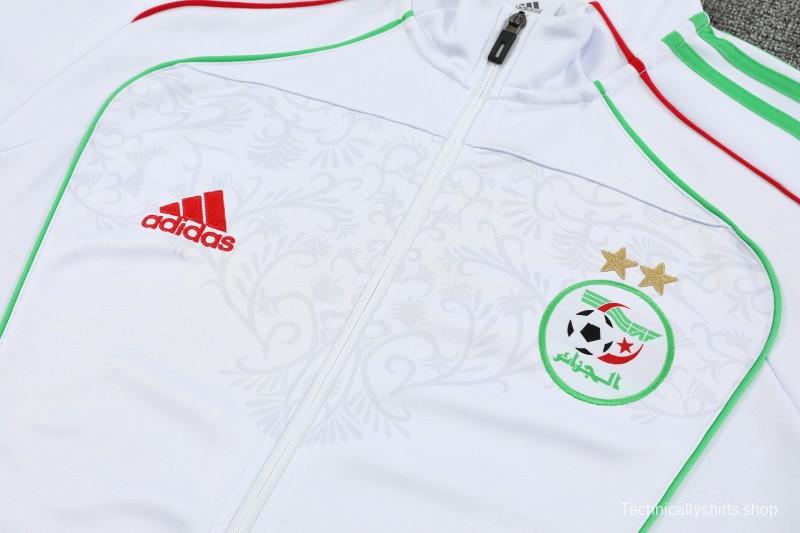 2026 Algeria White with Green and Red Stripes FULL Zipper Jacket Tracksuit +Long Pants