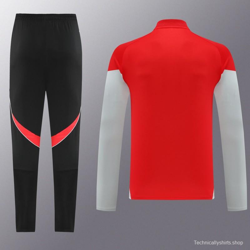 25/26  Adidas Red/White Full zipper Jacket Tracksuit+ long pants