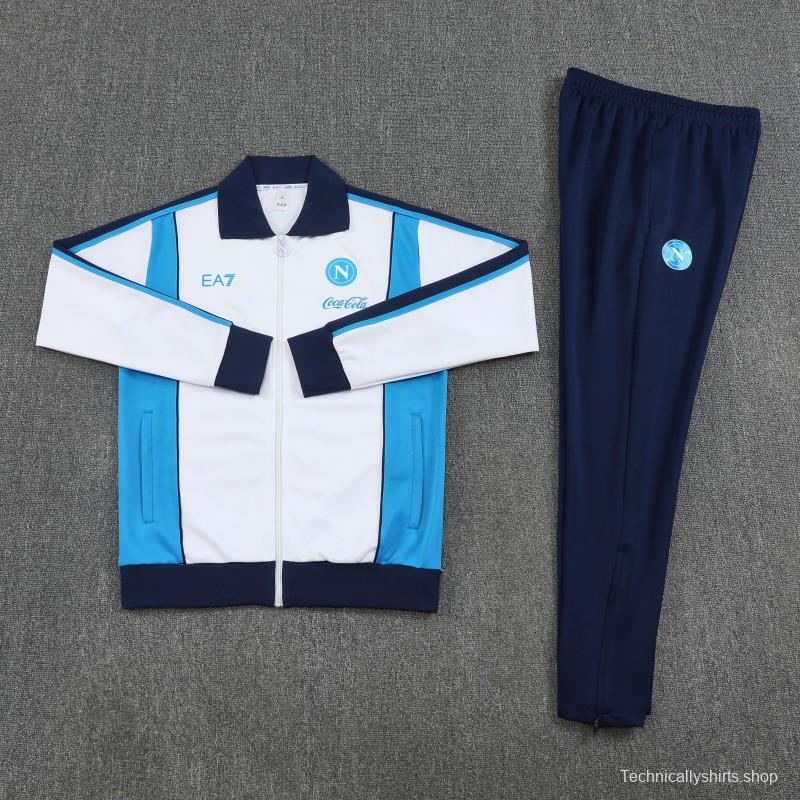 25/26 SSC Napoli White  Full zipper Jacket Tracksuit+ long pants