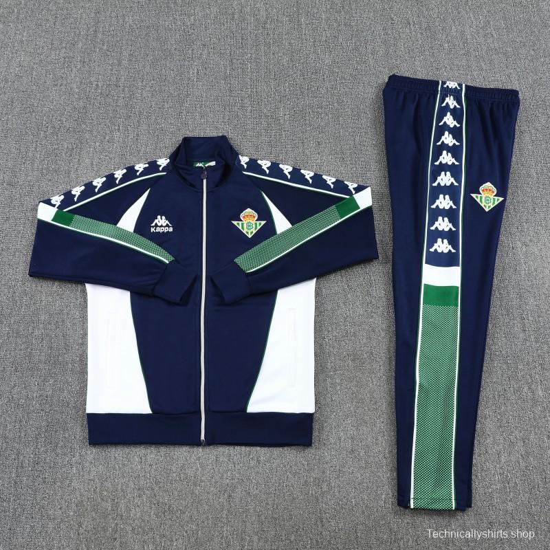 26/27 Real Betis x Kappa Navy Blue  Full Zipper Jacket Tracksuit + Long Pants
