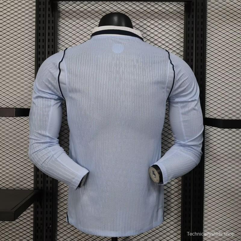2026 Player Version Uruguay Light Blue with White Collar Long Sleeve Jersey