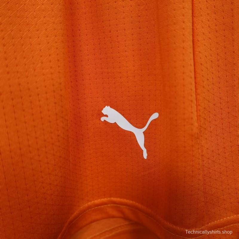 2026 Player Version Ivory Coast Orange with Green Side Panels Shorts