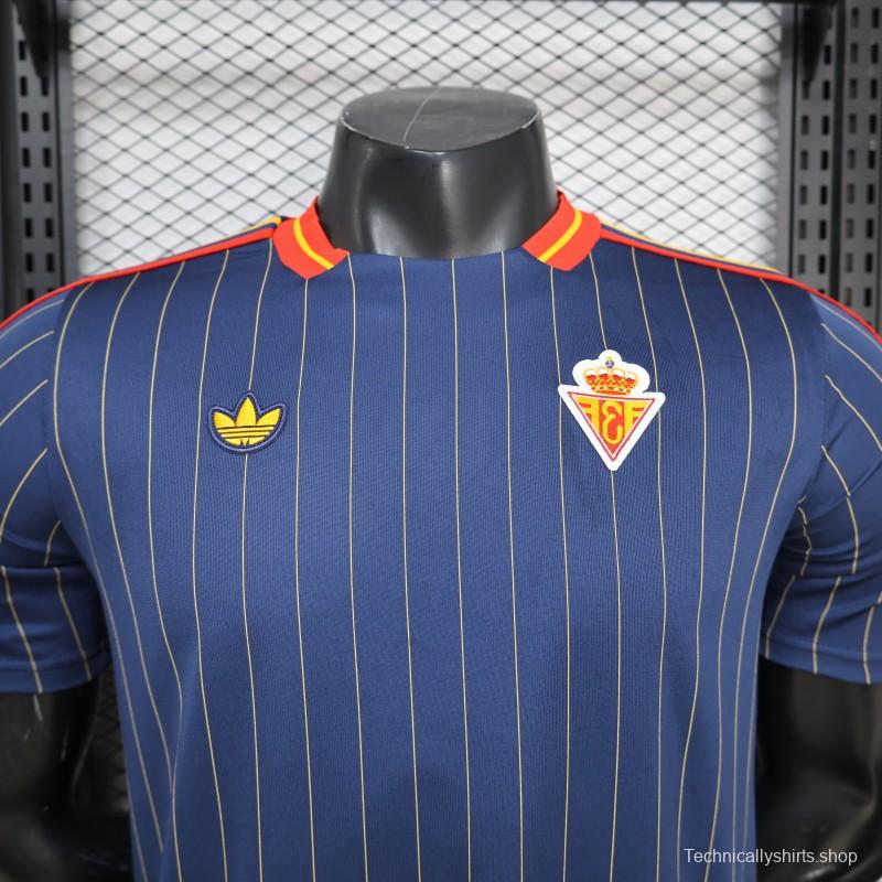 2026 Player Version Spain Navy Blue with Thin Yellow Pinstripes Jersey