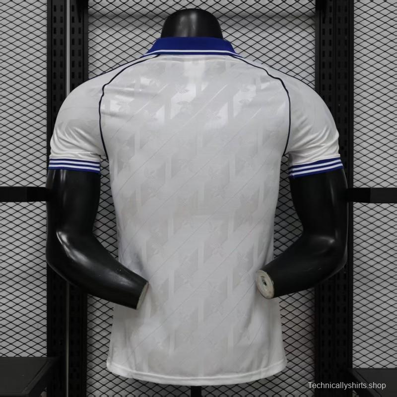 Player Version 26/27 Real Madrid Home White with Blue Collar & Jacquard Pattern Jersey