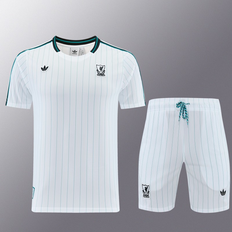 26/27  Liverpool White Short Sleeve+Soccer Shorts