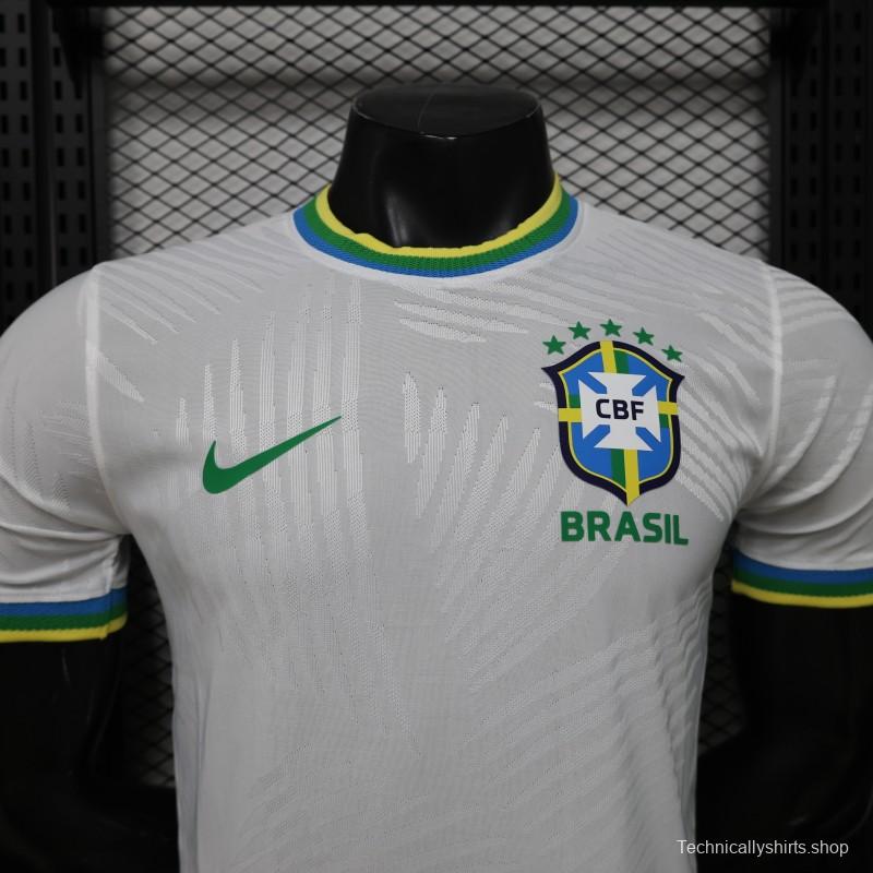 Player Version 2026 Brazil White with Palm Leaf Pattern Special Edition Jersey