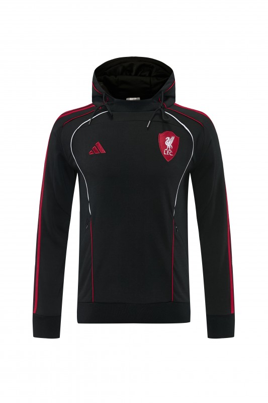 26/27 Liverpool  Black Full Zipper Hooded Jacket Tracksuit + Long Pants