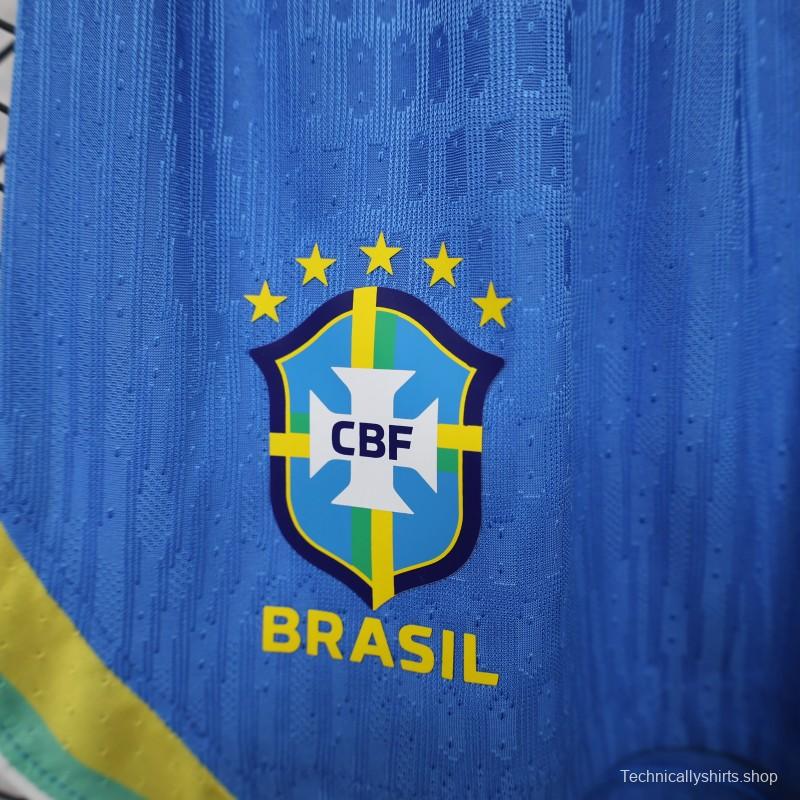 Player Version 26/27 Brazil  Royal Blue Jacquard Stripe Away Shorts