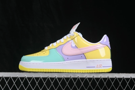 Nike Air Force 1 '07 Low Basketball Shoes with Patent Leather Color Blocking and Full-Length Air Cushion - IQ9706-701