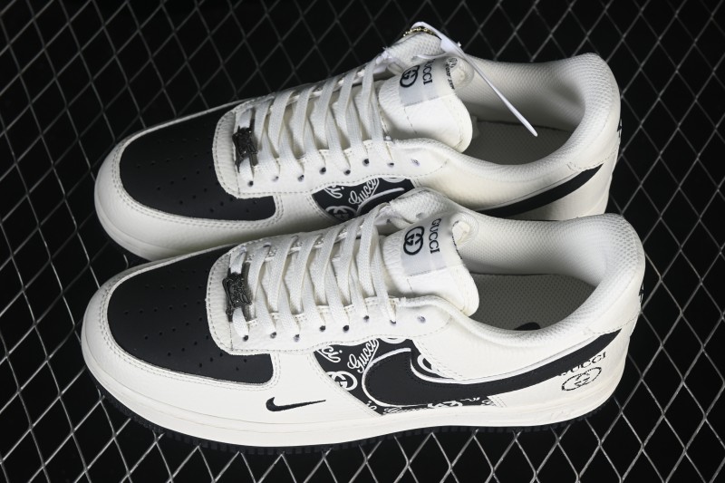 Nike Air Force 1 '07 Low Sneakers with Woven Mixed Black and Beige Design - XY9025-016