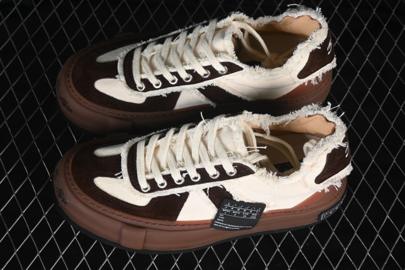 xVESSEL Wu Jianhao Collab Black Fringe Tweed Deconstructed Chunky Sole Low-Top德训 Shoes - S19X001B