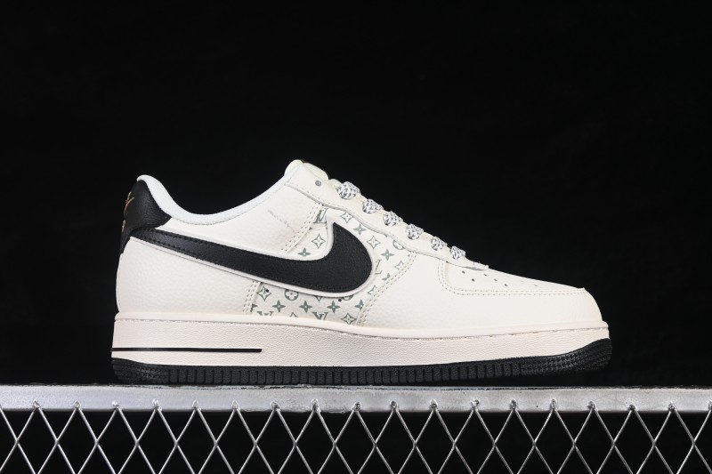 Nike Air Force 1 '07 Low LV Collaboration Black White Gold Casual Sneakers - XX3168-158