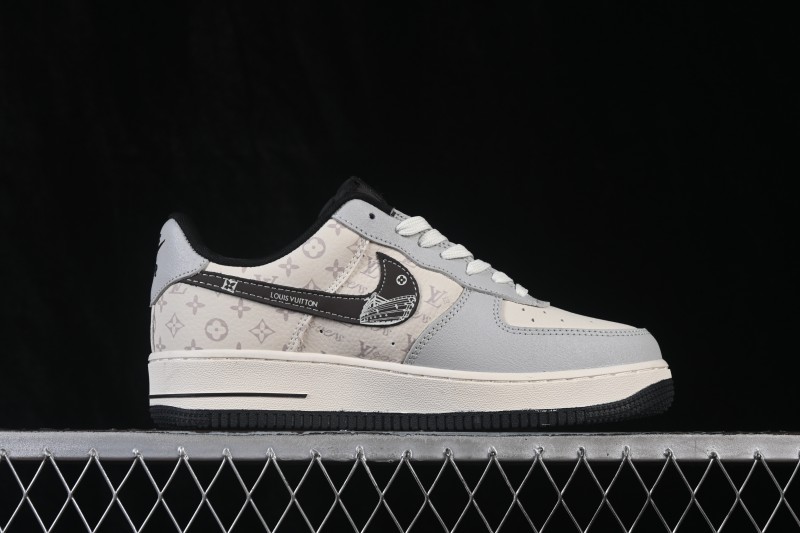 Nike Air Force 1 '07 Low Casual Sneakers in Grey and White with Contrasting Overlays - DF0188-138