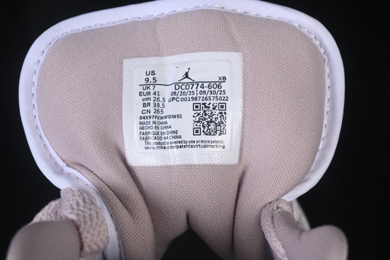 Nike Air Jordan 1 Low Retro Casual Sneakers in White and Pink - DC0774-606