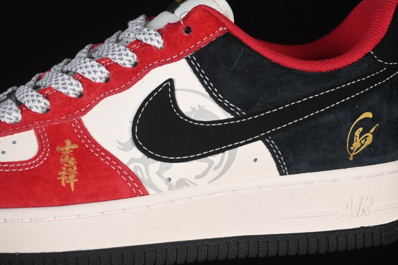 Nike Air Force 1 '07 Low Red and Black Auspicious Blessing Casual Skateboarding Shoes - FC1688-264