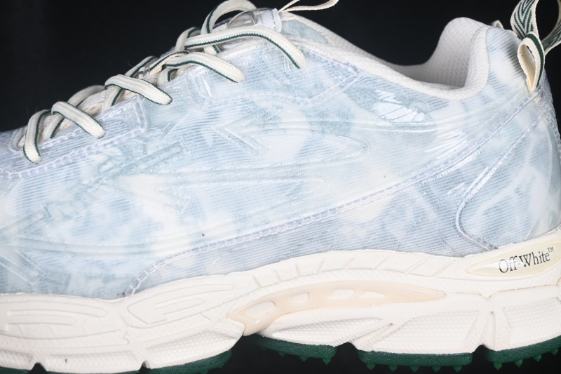 Off-White Virgil Abloh Retro Running Shoes with Translucent Green Accents - AJF6