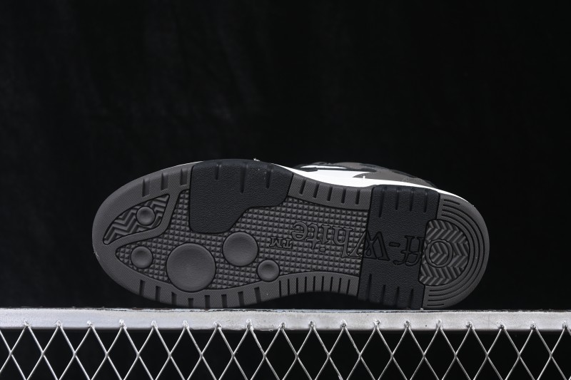 Off-White Out of Office Low-Top Fashion Skate Shoes in White Dark Grey Black - FYD4