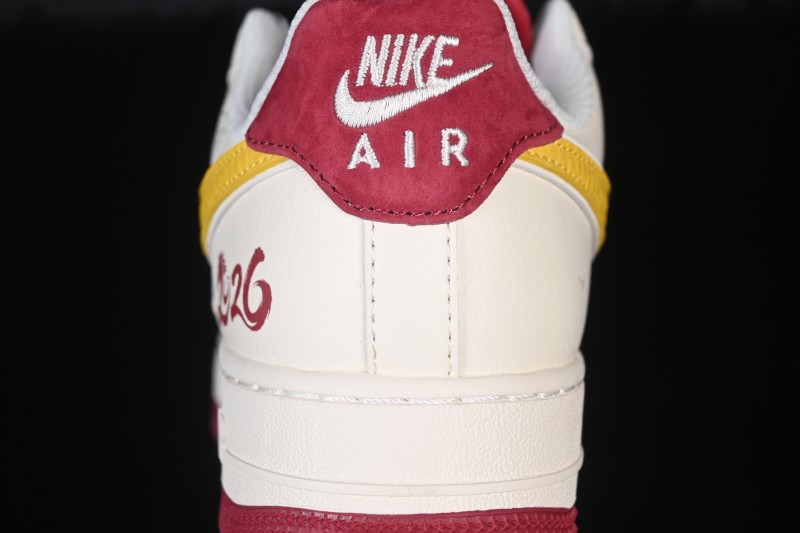 Nike Air Force 1 '07 Low Basketball Lifestyle Shoes in Wine Red and White - HT5088-611