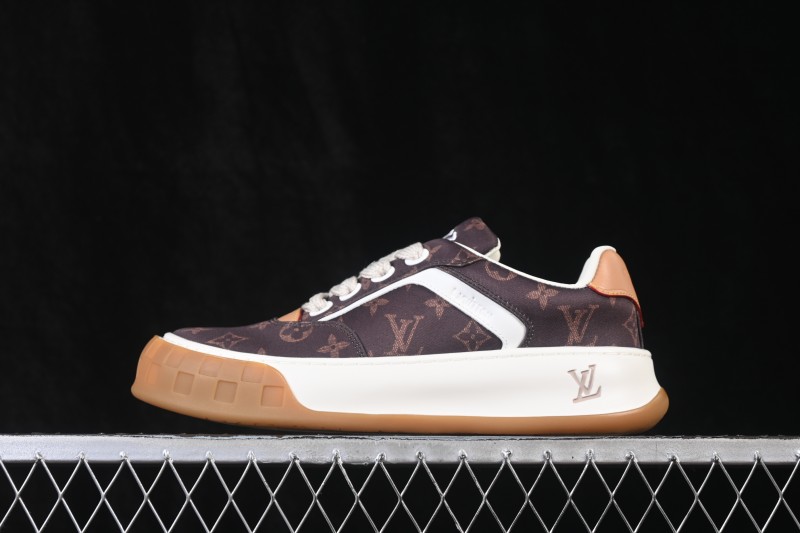 Louis Vuitton Tilted Sneakers Low 2026SS Lace-Up Low-Top Casual Shoes - Coffee