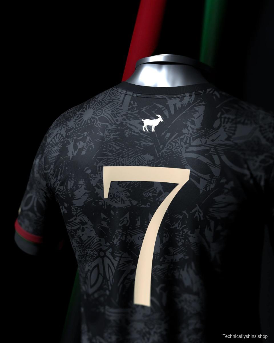 Player Version 2023 Portugal Black Comma Football THE SIU Ronaldo JERSEY