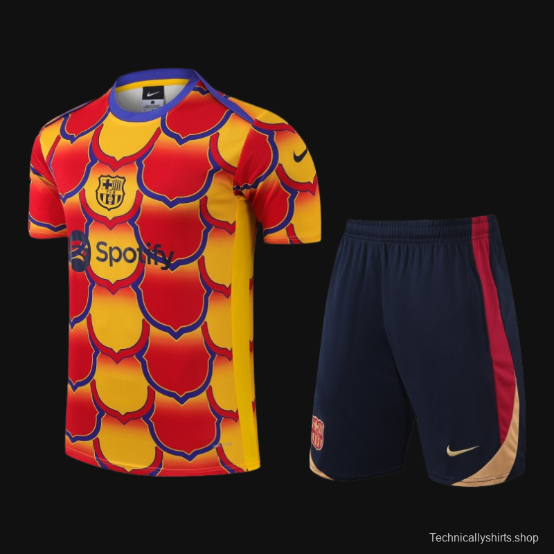 23/24 Barcelona Cotton Chinese New Year Pre-Match Short Sleeve Jersey+Shorts