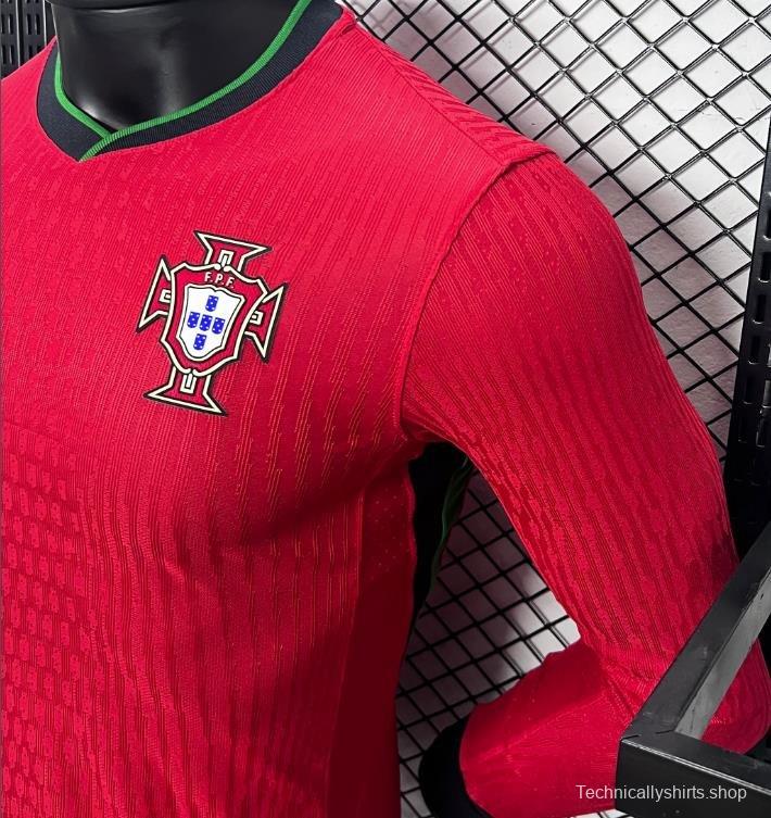 Player Version 2024 Portugal Home Long Sleeve Jersey