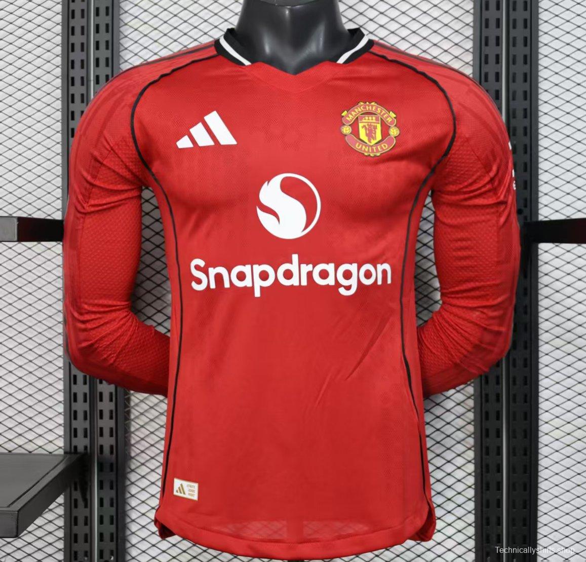 Player Version 25/26 Manchester United Long Sleeve Home Jersey