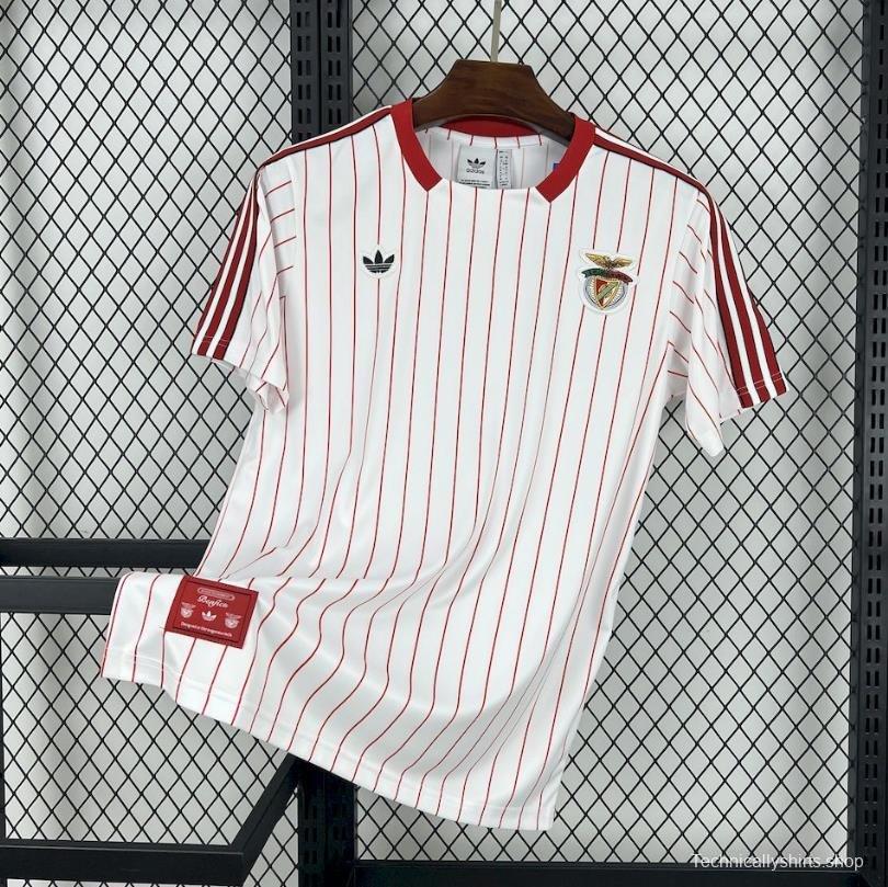 25/26 Benfica Adidas Original White with Red Pinstripes Jersey