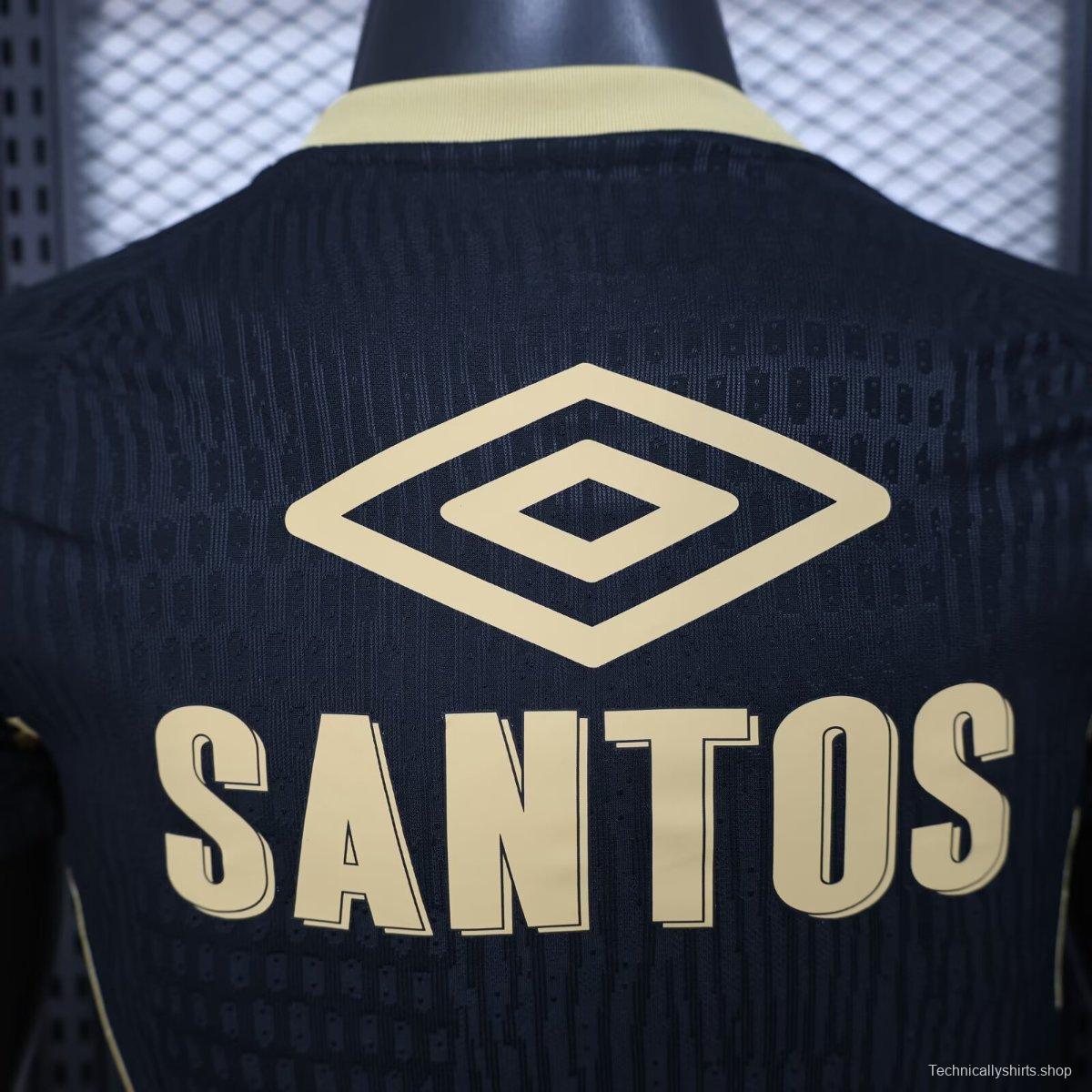 Player Version 25/26 Santos FC Black with Textured Pattern Jersey With Full Sponsors