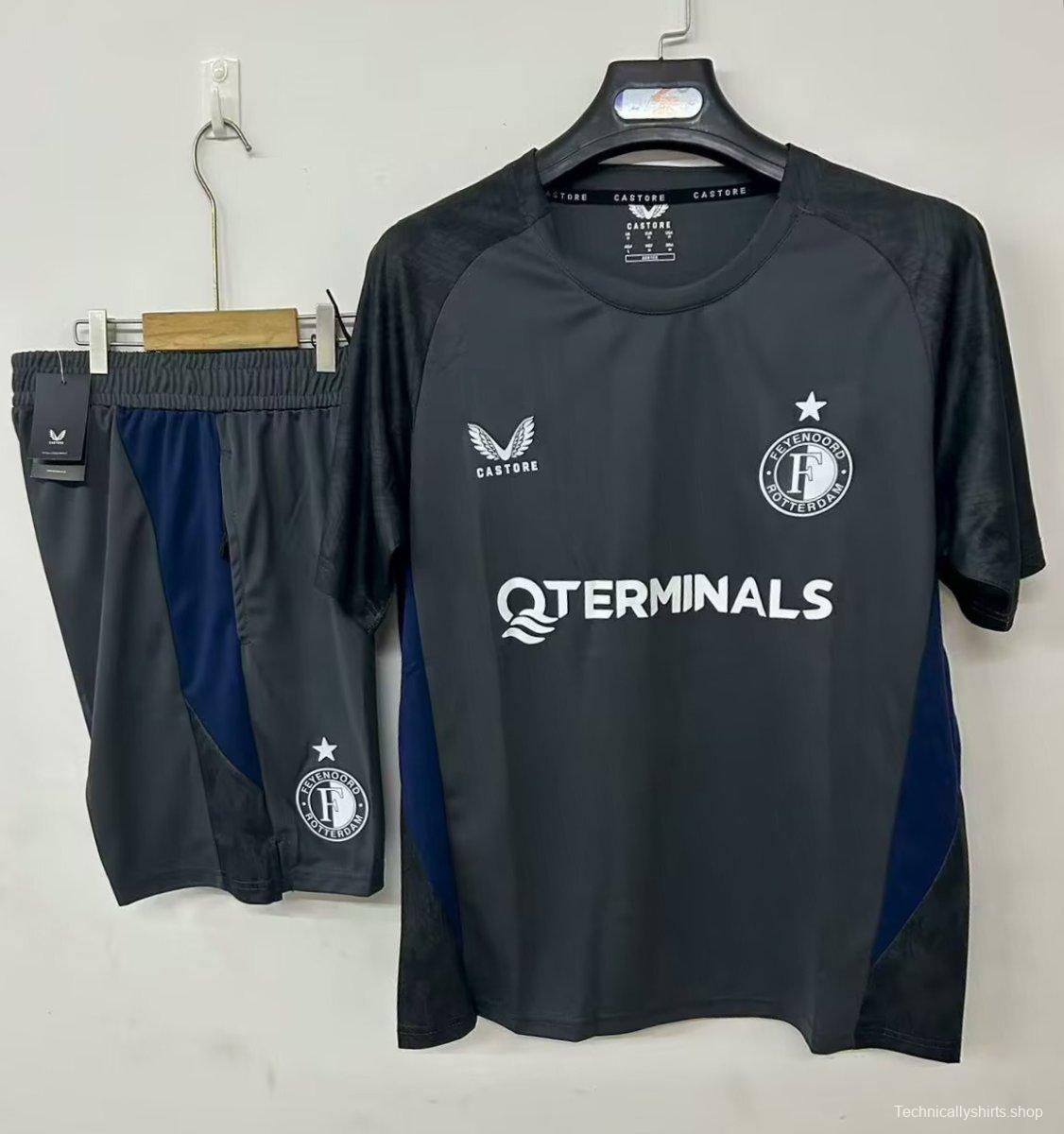 25/26 Feyenoord Rotterdam Training Jersey Grey+ Shorts