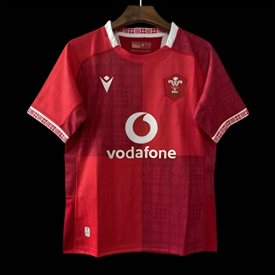 2026 Wales home Red with Vertical Stripe Pattern Jersey