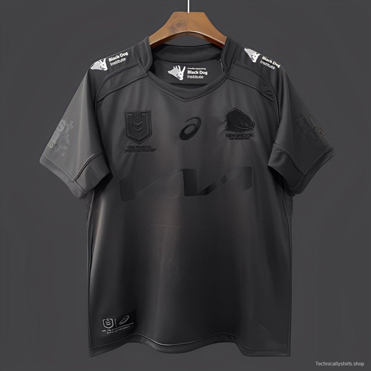 25/26 Kids Brisbane Broncos All Black with Tonal Design Jersey