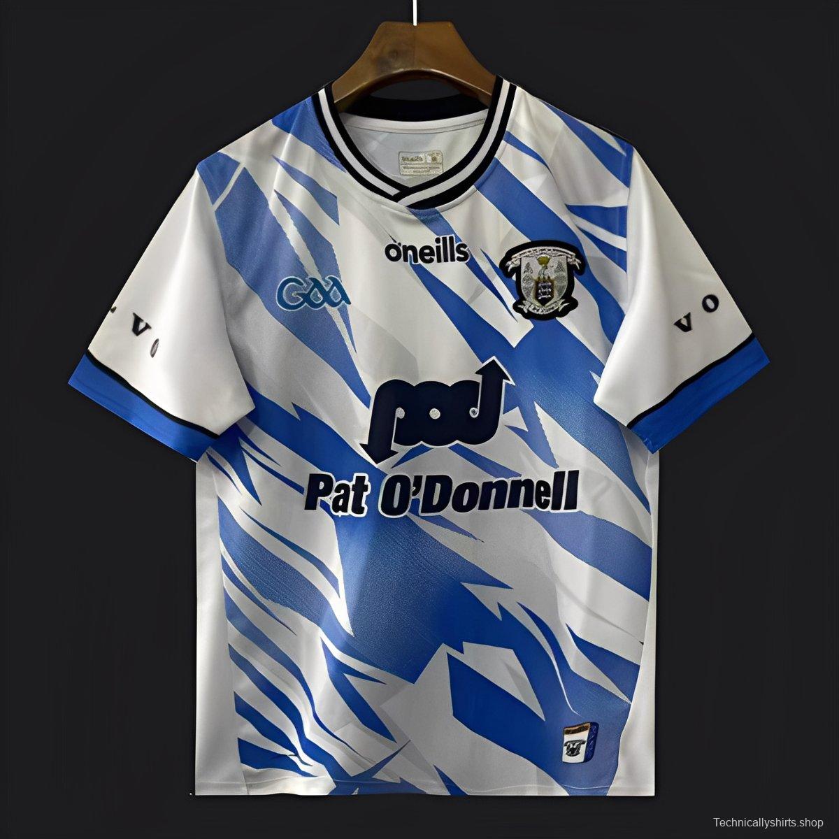 2026 Waterford GAA White with Blue Lightning Stripe Pattern Jersey