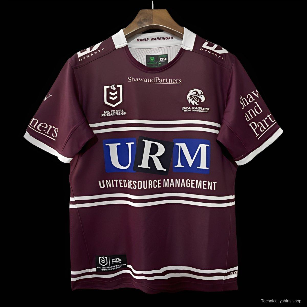 2025 Manly Warringah Sea Eagles Maroon with White Hoops Home Jersey